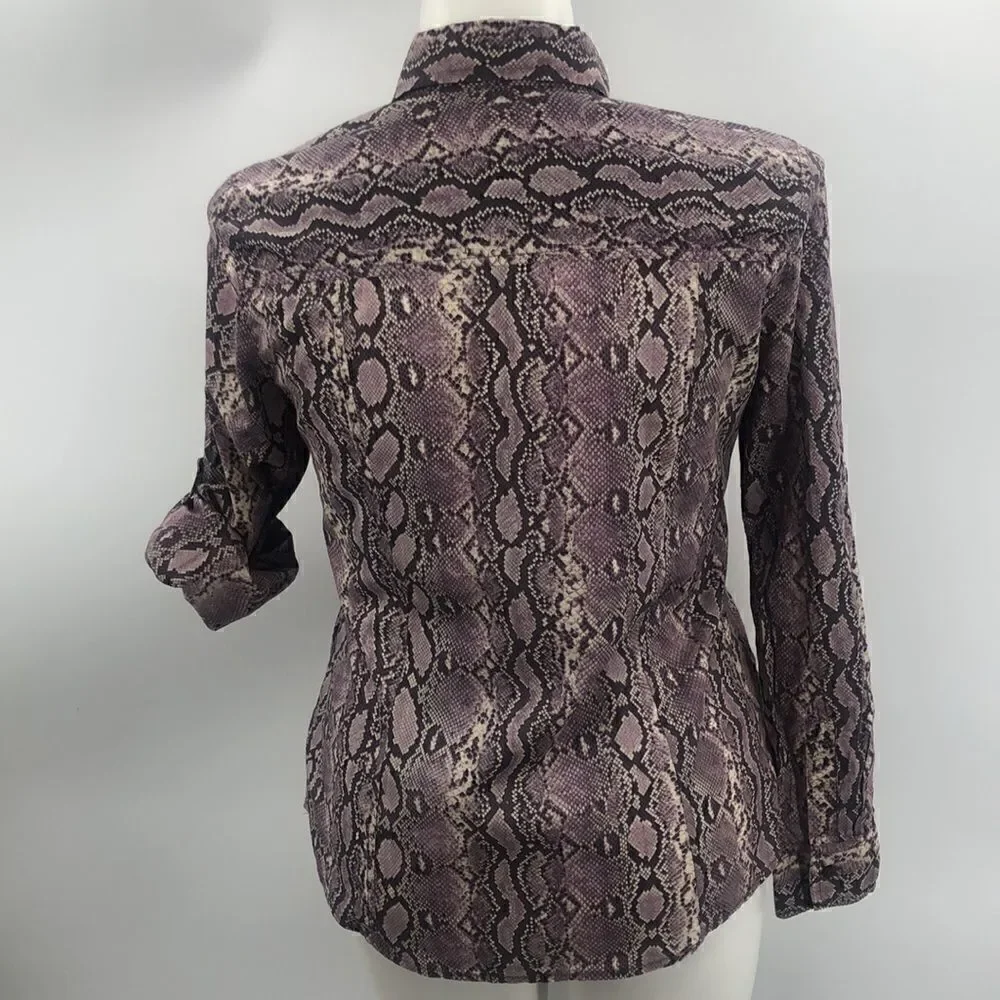 Michael Kors long sleeve lavender snake print size 14 blouse